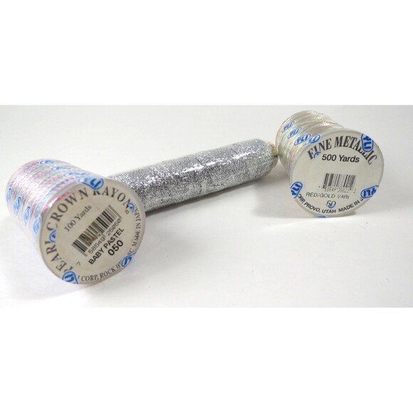 YLI Embroidery & Metallic Ribbon 2 Variegated Threads plus Silver Ribbon - Picture 2 of 3